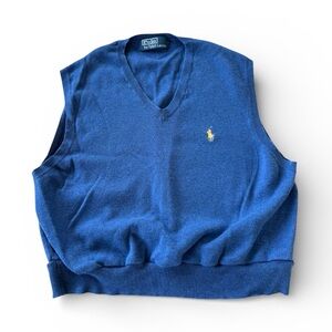 Polo by Ralph Lauren Royal Blue V-Neck Sweater Vest with Yellow Pony Size XS